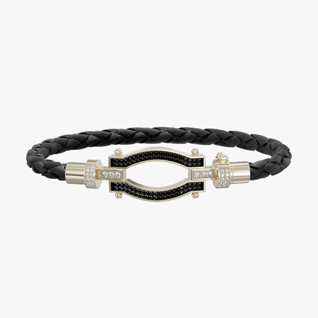 Tiam Leather and Black Diamond Bracelet